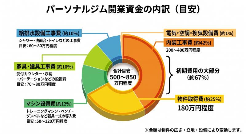 パーソナルジム開業資金の内訳
